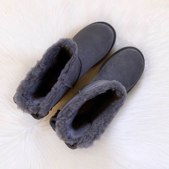 UGG Bailey Corduroy Bow Suede Boots In Charcoal - Picture 5 of 8